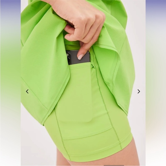 NWT Outdoor Voices Cross Back Dress, neongreen. Built in shorts, interior pocket - Picture 4 of 9